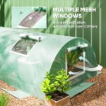 Mini Greenhouse with 5 Mesh Windows, Portable Plant Hot House with PE Cover and Steel Frame, 10' x 3' x 2' , Green - Image 5