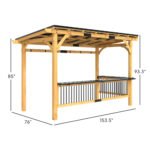 13' x 6' Wooden BBQ Grill Gazebo, Outdoor Hardtop Grill Gazebo with Metal Roof, 2 Bar Shelves and 6 Hooks, Natural - Image 3