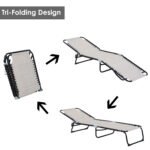 Foldable Chaise Lounge, 3-Position Reclining Back, Portable design and Breathable Mesh for Poolside, Camping, Hiking - Cream White - Image 8