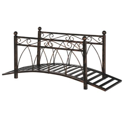 3.3' Metal Arch Zen Garden Bridge with Safety Siderails