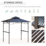 8' x 5' Barbecue Grill Gazebo Tent, Outdoor BBQ Canopy with Side Shelves, and Double Layer PC Roof, Brown - Image 5