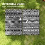 Reversible Outdoor Rug, Waterproof Plastic Straw with Carry Bag, 6' x 9', Black & White Geometric Wall - Image 7