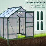 6' x 6' Greenhouse for Outdoors, Polycarbonate Greenhouse with Rain Gutter and Roof Vent, Aluminum Walk-in Green Houses for Outside for Patio Backyard Garden, Dark Green - Image 8