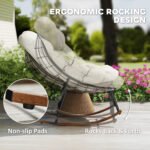 Outdoor Rocking Chair Patio Set of 2, Oversized Rocking Papasan Chairs with Cushions for Garden Porch, 265 lbs., Beige - Image 4
