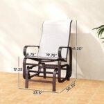 Gliding Lounger Chair Set of 2, Single Rockers with Lightweight Metal & Mesh Construction, Beige - Image 3