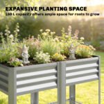 Raised Garden Bed Galvanized Steel, Elevated Planter Box with Storage Shelf, Bed Liner, 31.5" High, Silver - Image 4