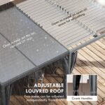 12' x 19' Aluminum Pergola with Adjustable Louvered, Outdoor Pergola with Curtains and Netting - Image 4