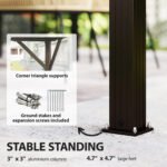 10' x 14' Hardtop Gazebo with Double Galvanized Steel Roof Canopy, Aluminum Frame Permanent Gazebo, Brown - Image 5