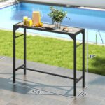 Outdoor Bar Table, Bar Height Patio Bar Table w/ Built-In Bottle Opener, Plastic Top with Wood Grain, 47.25" x 15" x 39" - Image 3