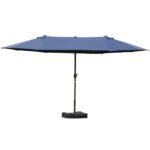 Patio Umbrella 15' Steel Rectangular Outdoor Double Sided Market with base, UV Sun Protection & Easy Crank for Deck Pool Patio - Image 9