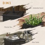 3-in-1 Outdoor Umbrella Base with Wheels and Handles, End Table, Flower Box Planter with Hole, 175 lbs. Capacity - Image 4