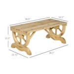 2-Person Garden Bench Outdoor Wagon Wheel Porch Bench for Backyard, Patio, Garden Natural - Image 3