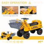 Kids Bulldozer Ride-On Toy for Toddler with Tough Wheels, Outdoor Construction Toy with Controllable Digging Bucket, Yellow - Image 5