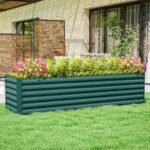 8x2x2ft Galvanized Raised Garden Bed Kit with Safety Edging for Flowers, Herbs and Vegetables, Green - Image 2