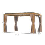 10' x 13' Outdoor Retractable Pergola w/ Sun Shade Louvered Top, Pergola w/ Canopy, Curtains, Netting - Image 3