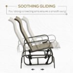 Gliding Lounger Chair, Single Rocker with Lightweight Metal & Mesh Construction, Tan - Image 4