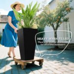 Tall Planters for Outdoor Plants Set of 3, 28 In Taper Planters with Drainage Holes, Indoor Grande Plant Pots, Front Porch Decor, Black - Image 4