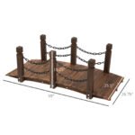 5 ft Wooden Garden Bridge Arc Footbridge with Metal Chain Railings & Solid Fir Construction, Carbonized - Image 3