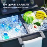 104 Quart Large Capacity Outdoor Cooler Cart, Patio Rolling Ice Chest with Bottle Opener Shelves Wheels, Black - Image 4