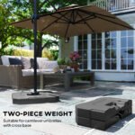 2-Piece Cantilever Umbrella Base Weight Set, 231 lb Water or Sand Fillable Outdoor Offset Umbrella Weights - Image 4