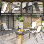 Set of 4 Outdoor Dining Chairs, Stackable Patio Chairs with High Back, Breathable Mesh Seat for Garden Lawn, Beige - Image 6