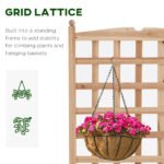 Wooden Raised Garden Bed with Trellis, Outdoor Planter Box with Drainage Crevices for Climbing Vine Plants Flowers, 24" x 12" x 49" - Image 5