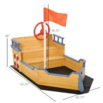 Kids Wooden Sandbox Pirate Ship Sandboat w/ Bench Seat Storage Space Ceder Wood - Image 3