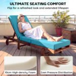 Chaise Lounge Cushion, 4" Thick Outdoor Lounge Chair Cushion with Ties for Patio, 21" x 72 ", Blue - Image 4