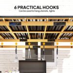 13' x 6' Wooden BBQ Grill Gazebo, Outdoor Hardtop Grill Gazebo with Metal Roof, 2 Bar Shelves and 6 Hooks, Natural - Image 6