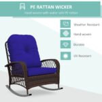 Rattan Porch Rocker w/ Plush Cushion, Dark Blue - Image 4