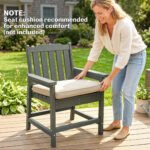 All-Weather Patio Chair, HDPE Patio Dining Chair, Heavy Duty Wood-Like Outdoor Furniture for Garden, Backyard, Deck, Porch, Lawn, Gray - Image 6