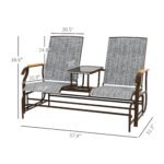 Outdoor 2-Person Glider Bench, Outside Glider Swing Chair Loveseat with Table, Steel Frame, Gray - Image 3