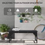 Slatted Wooden Garden Bench, Curved Seat Front Porch Bench, Black - Image 6