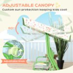 Kids Patio Swing Chair with Adjustable Canopy, Safety Belt for Patio, Garden, Poolside, Balcony, Green - Image 5