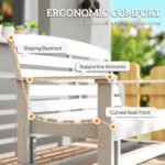 Patio Glider Bench w/ HDPE Slatted Double Rocking Chair, Distressed White - Image 8