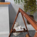 2-Seat Outdoor Swing Chair with Stand and Side Tables for Garden, Poolside, Backyard, Carbonized - Image 7