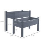 34"x34"x28" Raised Garden Bed 2-Tier Wooden Planter Box for Backyard, Patio to Grow Vegetables, Herbs and Flowers, Gray - Image 3