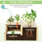 3 Tier Raised Flower Bed Outdoor Planter Box Wooden Garden Bed, Open Bottom for Plants, 42.5"x34.75"x14.25", Natural - Image 6