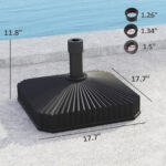 Square Patio Umbrella Base Holder, Heavy Duty Outdoor Umbrella Stand Base, Filled Up to 42lbs with Sand or 33lbs with Water for Garden, Poolside - Image 3