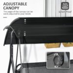 3-Seat Outdoor Patio Swing Chair w/ Cushion, Steel Frame Stand, Adjustable Tilt Canopy for Patio, Garden, Black 1 - Image 4