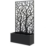 Metal Garden Bed with Trellis for Climbing Plants, Freestanding or Wall Mounted Flower Bed for Garden, Patio, Balcony