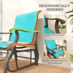 Outdoor Glider Chair Patio Glider Swing Chair with Mesh Seat, Steel Frame for Backyard, Garden, Porch, Blue - Image 7