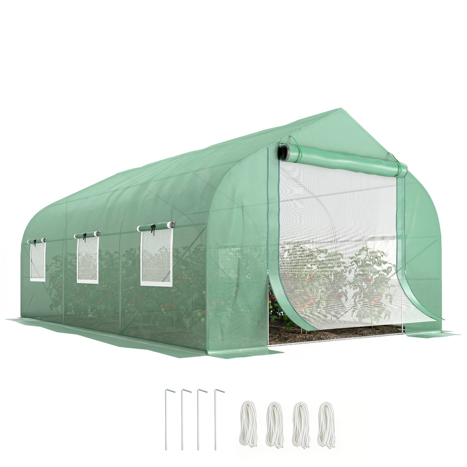 3JT83819dac7e1de8.jpg 11.5' x 10' x 6.5' Outdoor Portable Walk-In Tunnel Greenhouse with Windows-Deep Green - Image 1