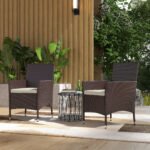 2 Pieces Wicker Outdoor Dining Chairs, Patio Chairs with Cushions for Backyard, Garden, Lawn, Dark Coffee - Image 2
