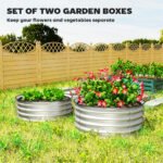 Set of 2 Raised Garden Bed, Metal Planter Box with Safety Edging, Easy-to-assemble Stock Tank 2'x2'x1' Silver - Image 4