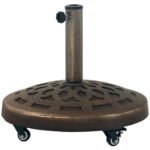Round Patio Umbrella Base with Wheels, 46 lbs Resin Umbrella Stand Base, Heavy Duty Patio Umbrella Holder for 1.3"/1.5"/1.9" Umbrella Poles for Outdoor, Lawn, Poolside - Image 9