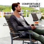 Wicker Rattan Swivel Patio Glider Chair Set of 2, Outdoor Glider Chair with Steel Frame, High Back, Brown - Image 7