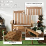 All-Weather Patio Chair, HDPE Patio Dining Chair, Heavy Duty Wood-Like Outdoor Furniture for Garden, Backyard, Deck, Porch, Lawn, Brown - Image 4