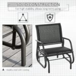 2-Piece Outdoor Glider Swing, Rocking Chair Set with Breathable Mesh Fabric, Sturdy Durable Frame, Curved Armrests, Supports Up to 264 lbs., for Backyard, Garden, Porch, Black - Image 6