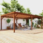 12' x 20' Outdoor Wooden Pergola, Grape Vine Gazebo with Concrete Anchors for Garden, Patio, Backyard, Deck - Image 2